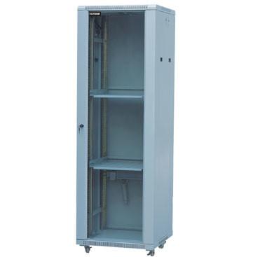 China Glass Door Server Rack Cabinet 100mm Depth Cold Rolled Steel With Powder Coat Finishing YH2002 for sale