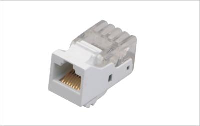 中国 白い色の表面の台紙の出口Cat5e RJ45 110IDCネットワーク台形ジャックYH7008 販売のため