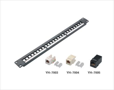 China RJ45 Metal Network Patch Panel CAT5E / CAT6 24 / 48 / 50 Port Customized Keystone Jack-Modular Type Patch Panel YH4019 for sale