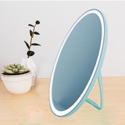 China Contemporary Plastic Cheap Table Mirror Round Glass Led Vanity Makeup Mirror With Light for sale