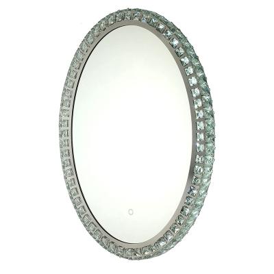 China Illuminated Oval Shape Desk Prepare LED Wall Mirror Crystal Makeup Mirror With Light for sale