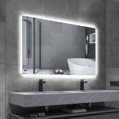 China Hot Sale Rectangle LED Bathroom Mirror Touch Sensor Wall Smart Mirror Illuminated Fog Light Mirror for sale