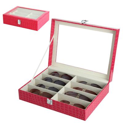 China Glasses Packing 8 Grids Decorative Eyeglass Eyewear Sunglasses Multiple Storage Display Box With Nonwoven Inside for sale