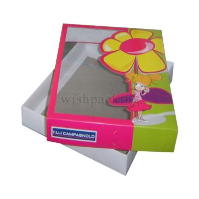 China Recyclable Transparent Paper Window Box With Clear PVC Plastic Film for sale