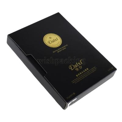 China Recyclable Luxury Double Pad Style Drawer Black Paper Box For Skin Care Products Like Mask for sale