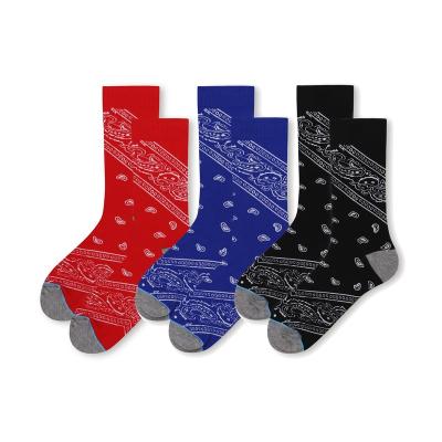 China Stockings fashion bandana socks stock lot viable custom color suport JL-A397 cotton crew socks men's high quality socks for sale