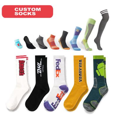 China JL OEM Crew Men Customize QUICK DRY Calcetines Knitted Cotton Custom Design Logo Embroidered Thick Sports Socks for sale