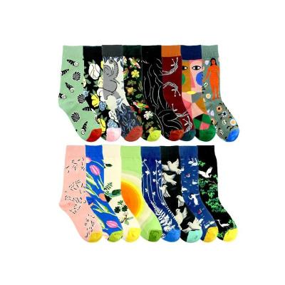 China Sustainable Soft Women's Fashion Organic Cotton Socks For Woman Ladies Polyester High Quality Bamboo Art Socks Colorful Cute Socks for sale