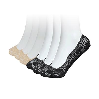 China JL Viable No Show Invisible Hidden Boat Socks Women Black Lace And Skin Color Low Cut Summer Liner Sock Thin For Lady And Woman for sale