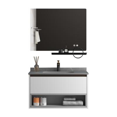 China Modern Rectangle Mirror Light Bathroom Sets Cabinets Modern Luxury Bathroom Vanity for sale