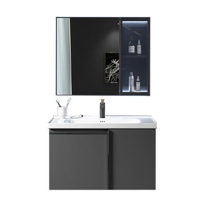 China Modern Commercial Modern Simple Antique Sink Bathroom Cabinet Vanity Mirrored Set for sale