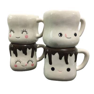 China New Arrival Disposable Cute Smiling Hot Chocolate Mugs Ceramic Cups With Handles (Set Of 4) for sale