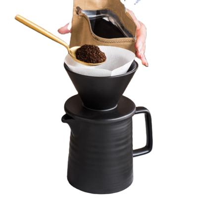 China Sustainable Coffee Drip Filter Cup Permanent Pour Over Coffee Maker With Separate Stand Ceramic Coffee Dripper for sale