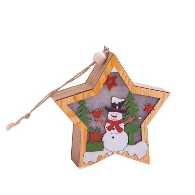 China Christamas Tree Decoration 2020 Custom Christmas Tree Decoration Lighted Ornaments Christmas Tree Glowing Wooden Pendant for sale