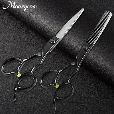 China Barber Black Stainless Steel Hairdressing Scissors Thinning Hair Cutting Sharp Blades Clip Kit Set Scissor Manufacturer for sale