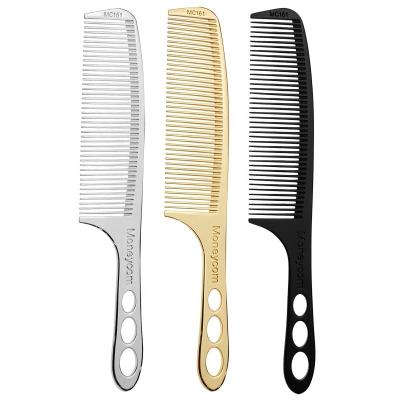 China Professional Hair Comb Barberas Salon Anti-static Hair Styling Barbers Barbers Gold Salon Comb Stainless Steel for sale