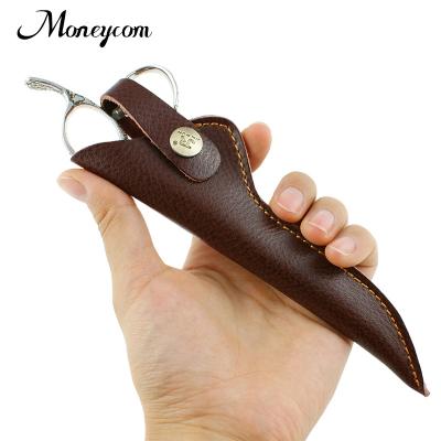 China Anticorrosive Leather Type Scissor Pocket Scissors Holster Hairdressing Cowhide Scissors Pocket Knife Set for sale