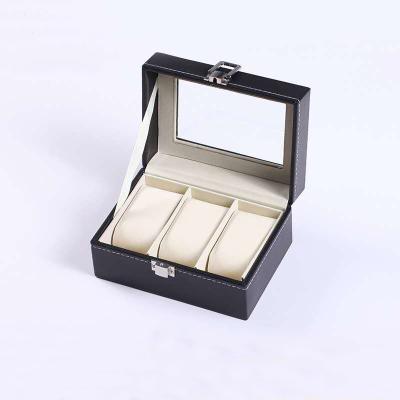 China Wholesale Leather Packaging Box Watch Storage Pad 3 Slots PU Watch Watch Boxes Cases for sale