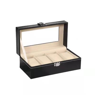 China Popular Leather Logo Box Men's Watch Box Display Box Watch Storage 4 Storage Pad PU Watch for sale