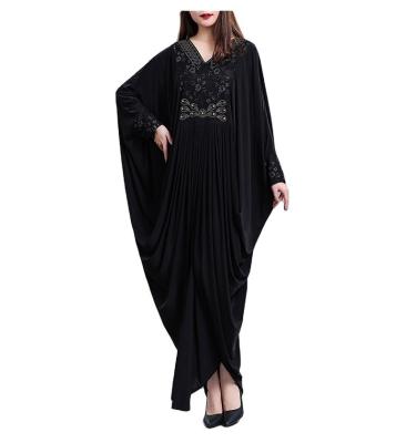 China Anti-Static Worship Ramadan Muslim Embroidered Women Middle East Pop Dress Muslim Abaya Dubai Dresses for sale