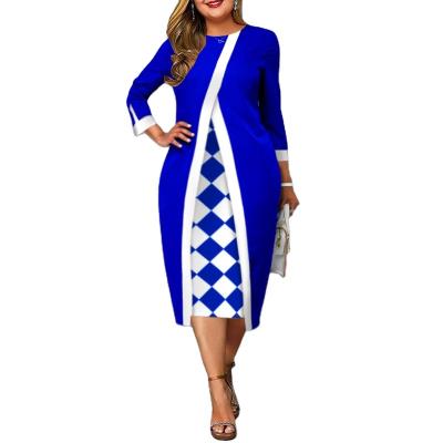 China New Arrival Viable Fashion Custom Women's Hot Boutique Dress Style Ladies Plus Size Casual Women's Blue Dresses Women's Long Sleeve Dress for sale