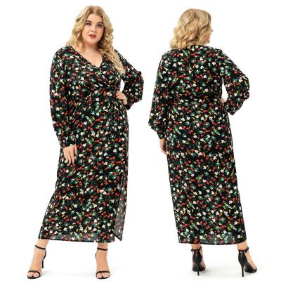 China 2022 Viable New Arrive Spring Autumn Women's Clothing Plus Size Dresses Floral Layered Ruffle Off Shoulder Dress for sale