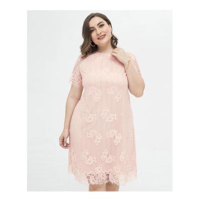 China Selling new type viable fine dress 2022 pure color temperament lace plus size women's clothing for sale