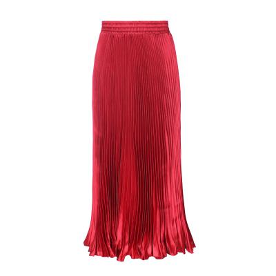 China 2022 Spring/Summer Customizable Anti-Static Solid Color 106cm And Flooring Women'S Organ Long Satin Pleated Skirt for sale