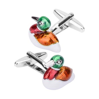 China High Quality Tangerine Duck Love Metal Enamel Cufflinks For Men for sale