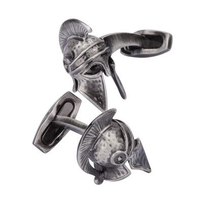 China Funny Retro Metal War Helmet Antique Silver Cufflinks For Men for sale