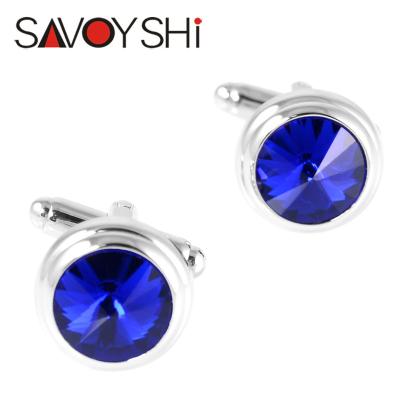 China Small Brass Luxury Blue Crystal Cufflinks For Men's French Shirt for sale