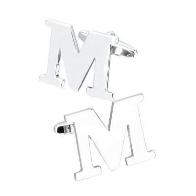 China Low MOQ Metal Silver 26 Letters Initial Cufflinks For Men's Shirt Accessories Cufflinks Retail&Wholesale SAVOYSHI High Quality Jewelry for sale