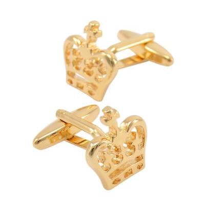 China SAVOYSHI Metal Gold Crown Luxury Flat Cufflinks For Men's Cufflinks Gift for sale