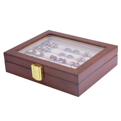 China Handmade Luxury Glass High Quality Painted Wooden Box Storage Box Jewelry Display Box Custom Size 185*150*46mm for sale