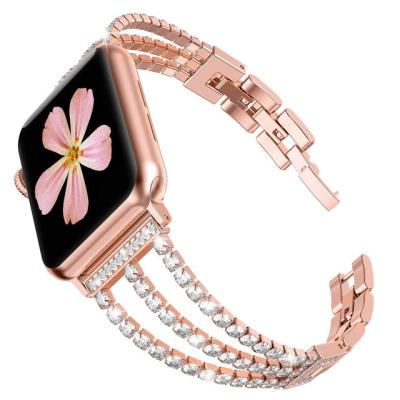 China Stainless Steel Metal Bling Rhinestone Bracelet Strap Strap For Women Iwatch 7 Apple Watch Band 45mm 38mm 40mm 42mm 44mm Se Strap 6 5 4 3 for sale