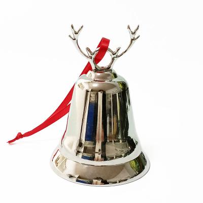 China Factory direct sales zinc alloy customize metal crafts decoration deer horn metal bells for Christmas for sale