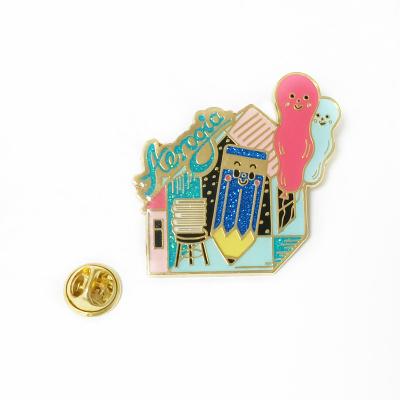 China High Quality Antique Imitation Varnish And Epoxy Metal Pin Custom Low Price Craft Baking Brooches for sale