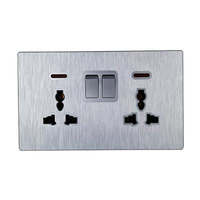 China Best Quality Safety Stainless Steel Color Panel Double Wall Socket Electric Light Switch for sale