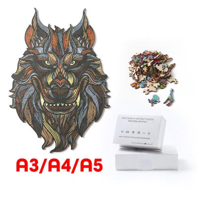 China Cartoon Toy Creative DIY Wolf King Animal Model Educational Puzzle Set For Children for sale