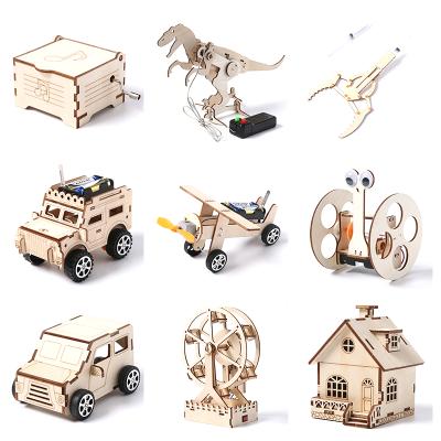 China Eco-friendly Laser Cutting Art Model 3D Puzzle Building Block Remote Control Wooden DIY STEM Toys Dinosaur Mechanical Model Kit Puzzle Toys for sale