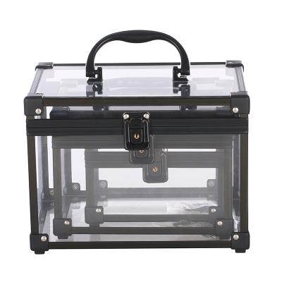 China Lockable Simple Open Acrylic Clear Makeup Box Plastic Box Jewelry Box Plastic Transparent Cosmetic Case for sale