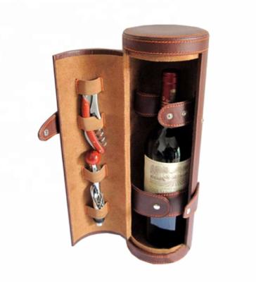 China Simple Handmade Leather Wine Display Case/Leather Wine Carry Case for sale