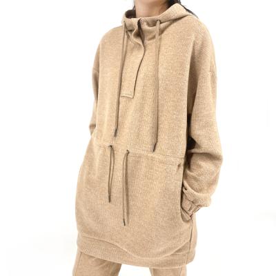 China New Designer Breathable Winter Custom Intarsia Logo Ribbed Knitted Casual Women Sweater Hoodie Dresses Oversized for sale