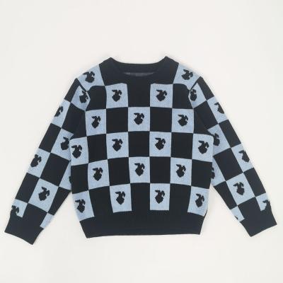 China 2021 Toddler Girls Anti-Shrink Sweater Color Block Kids Plaid Cartoon Top Sweaters 4 - 10 for sale