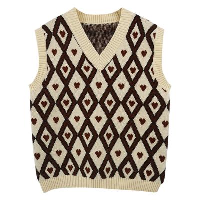 China Good Quality Breathable Custom V-Neck Toddler Sleeveless Heart Knit Toddler Sweater Vest For Child for sale