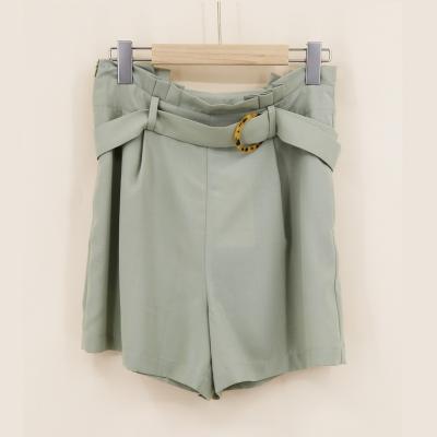 China Polyester Casual Soft Wide Leg Summer Bow Belt Chiffon Solid Washed Boxer Shorts for sale