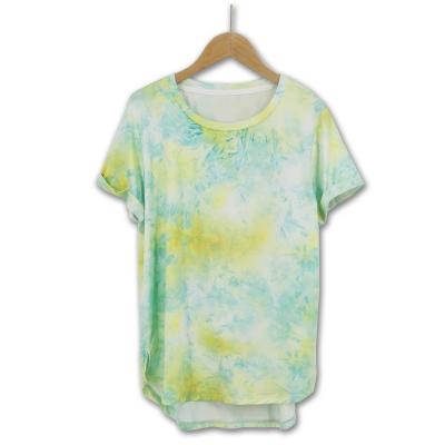 China Custom Made Lady Casual WASHABLE Print Women's Summer Fashion Polyester Tie Dye T-shirt for sale