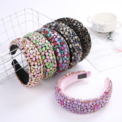 China Designer Handmade Rhinestone Vintage Rhinestone Velvet Padded Luxury Princess Headband Fashion Design Headbands Women Party Holiday Headband for sale