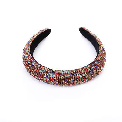 China Designer Rhinestone Customized Embellished Elegant Headbands Available Crystal Bejeweled Headbands Luxurious Wide Baroque Style Rhinestone Headband for sale