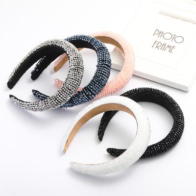 China Designer Rhinestone Rhinestone Headbands With Crystal Beaded Bling Hair Band Non-slip Soft Headbands For Women Girls Lady Hair Accessories for sale